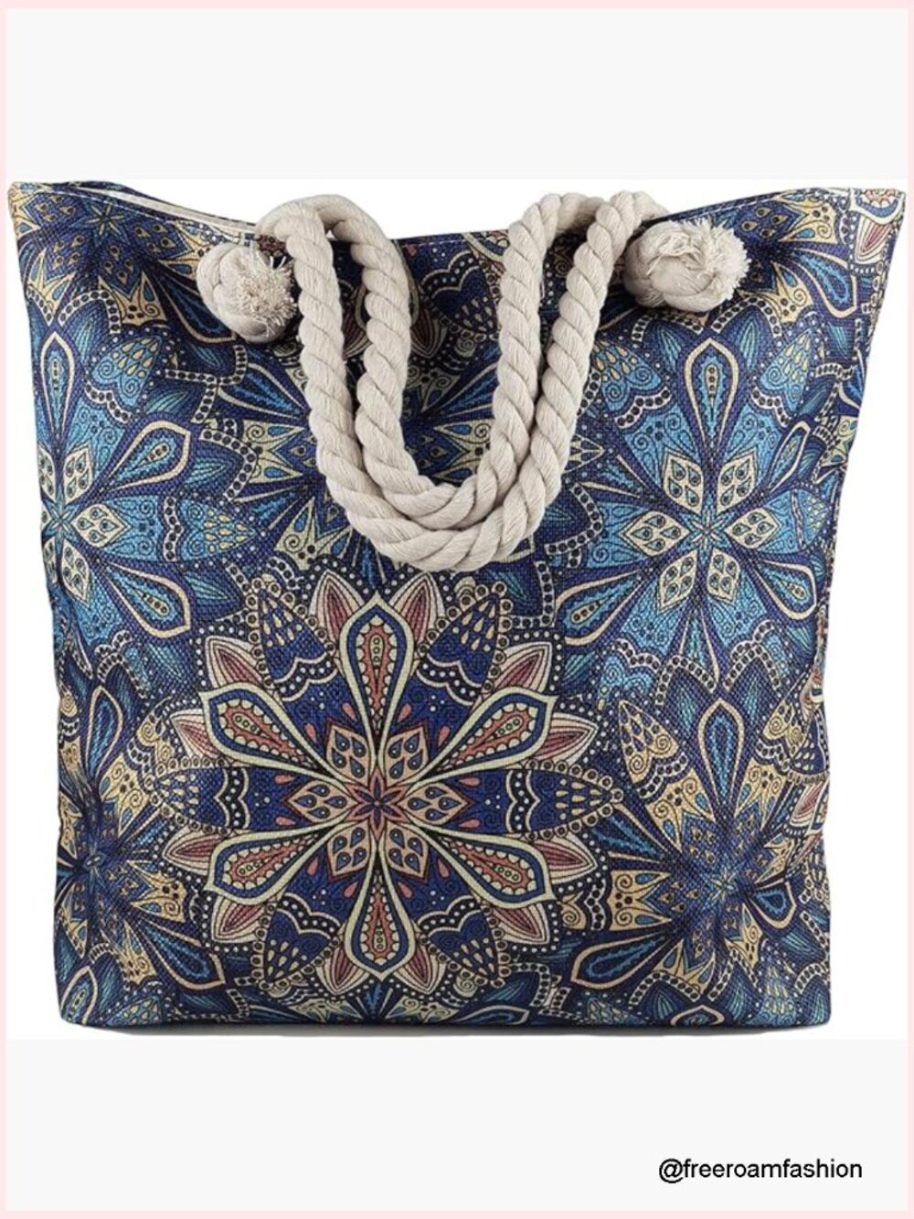Large Capacity Tote Bag with Zipper Lining and Woven Handles